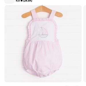 Stitchy Fish Seersucker Sails Bubble, Pink